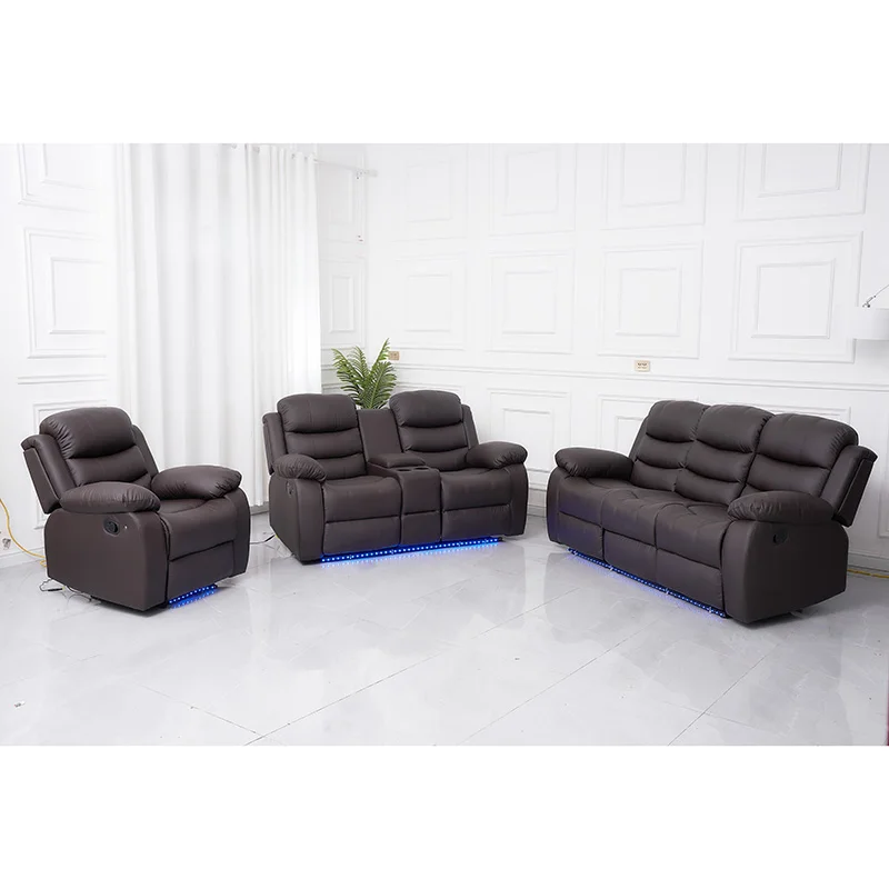 Wholesale Price Modern Luxury Leather 3+2+1 Manual Recliner Sectional Sofa Set Furniture Living Room Sofas