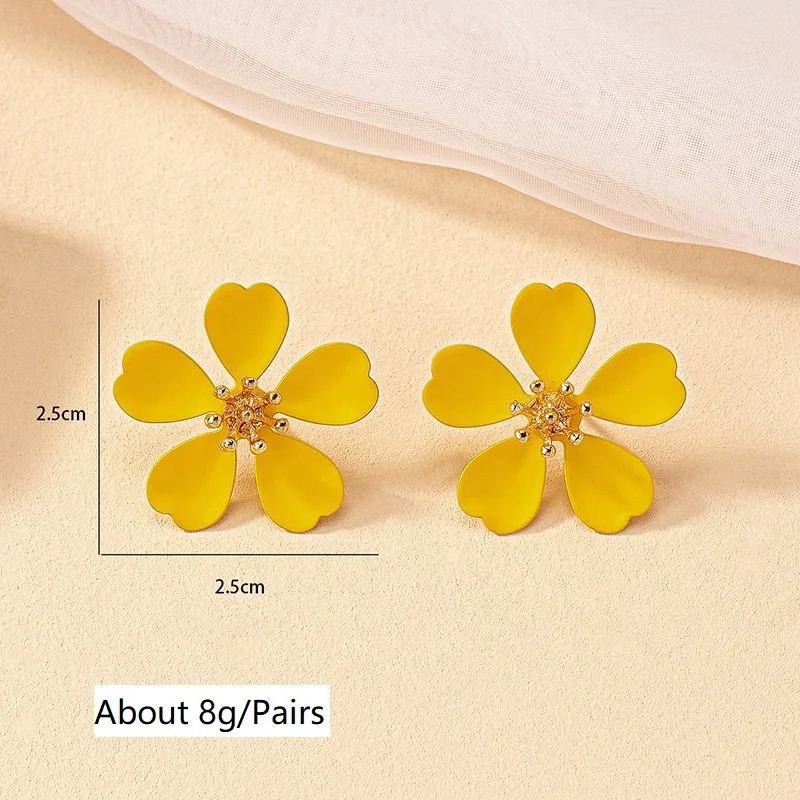 Wholesale Korean Women Dainty Fashion Stud Earrings Vintage Colorful Sakura Flower Earrings