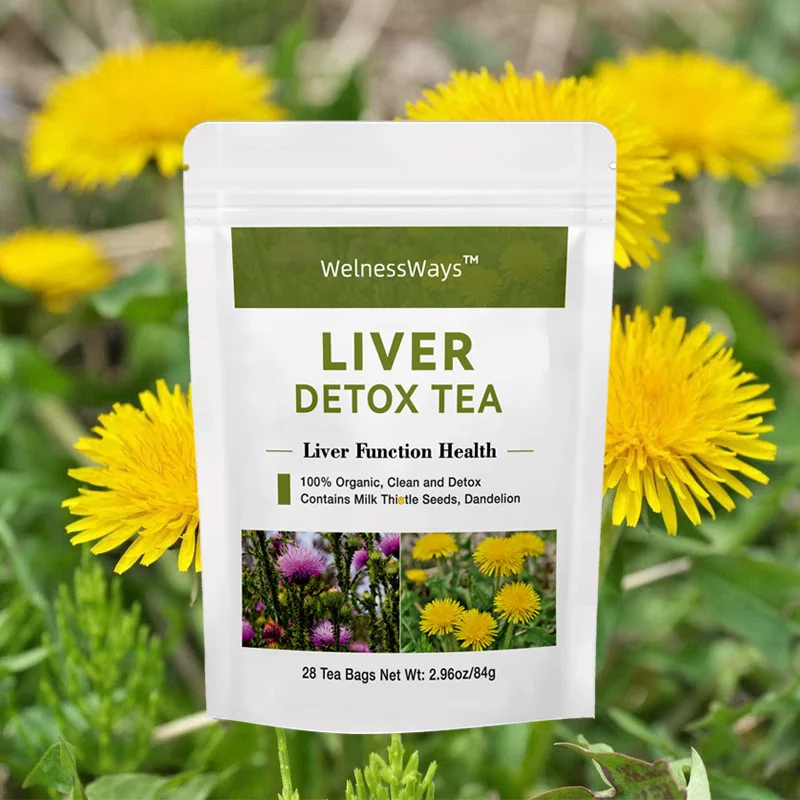 Raw Fresh and Blended Herb Detox Tea for Liver Injury Recovery Blended Flower Tea in Bag Box Packaging Cleanse Health Boost