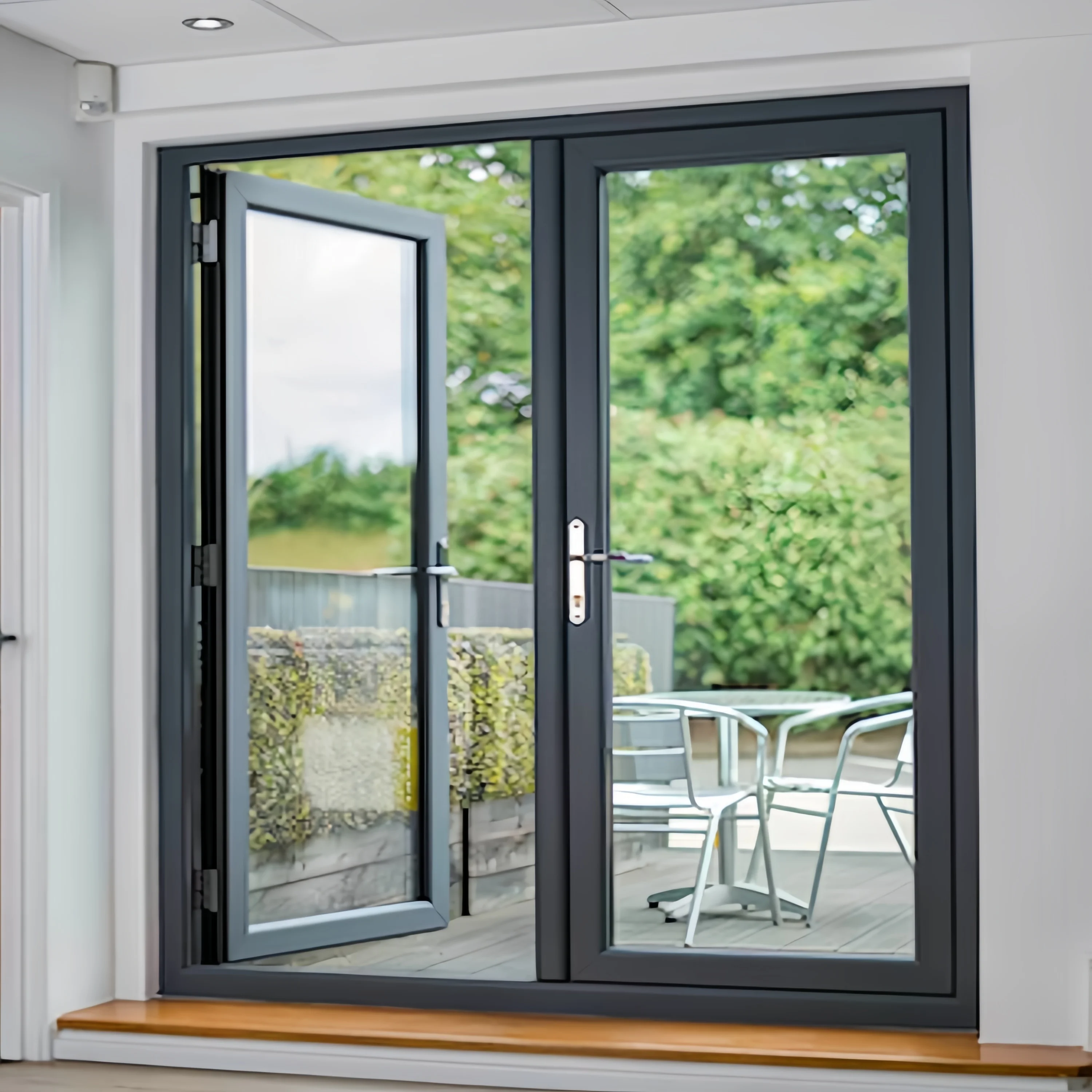 customized Black Aluminium Frame Casement Doors with Handle Tempered Glass Swing Door Double Glazed casement window for sale