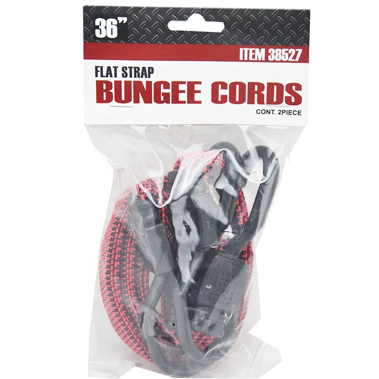 36'flat strap bungee cords Wholesale Wide Rubber Loop Bungee Cord Elastic auto tow rope With Hook