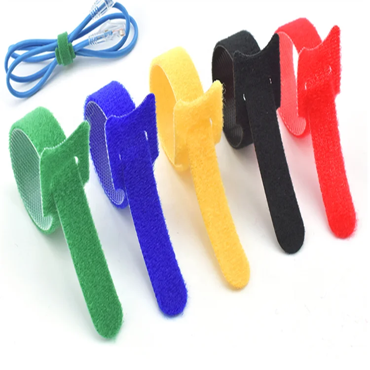 Reusable Fastening Strap 8-inch Adjustable Microfiber Cloth Cable Management Hook and Loop Cable Ties Finisher Wire Strap