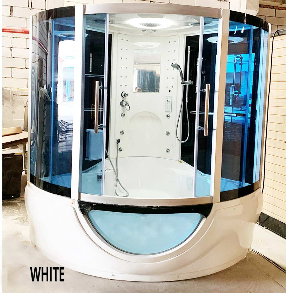 USA hot selling corner wet steam sauna house with whirlpool yacuzzi luxurious design sexy shower bath top shower rain