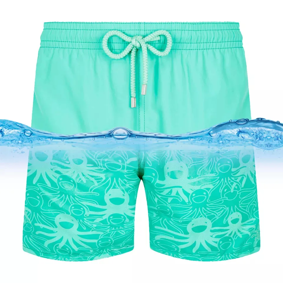 Swimwear Men Shorts Change Color Quick Custom Logo Male Beach Shorts Men Change Color Swim Swimming Trunks for Men