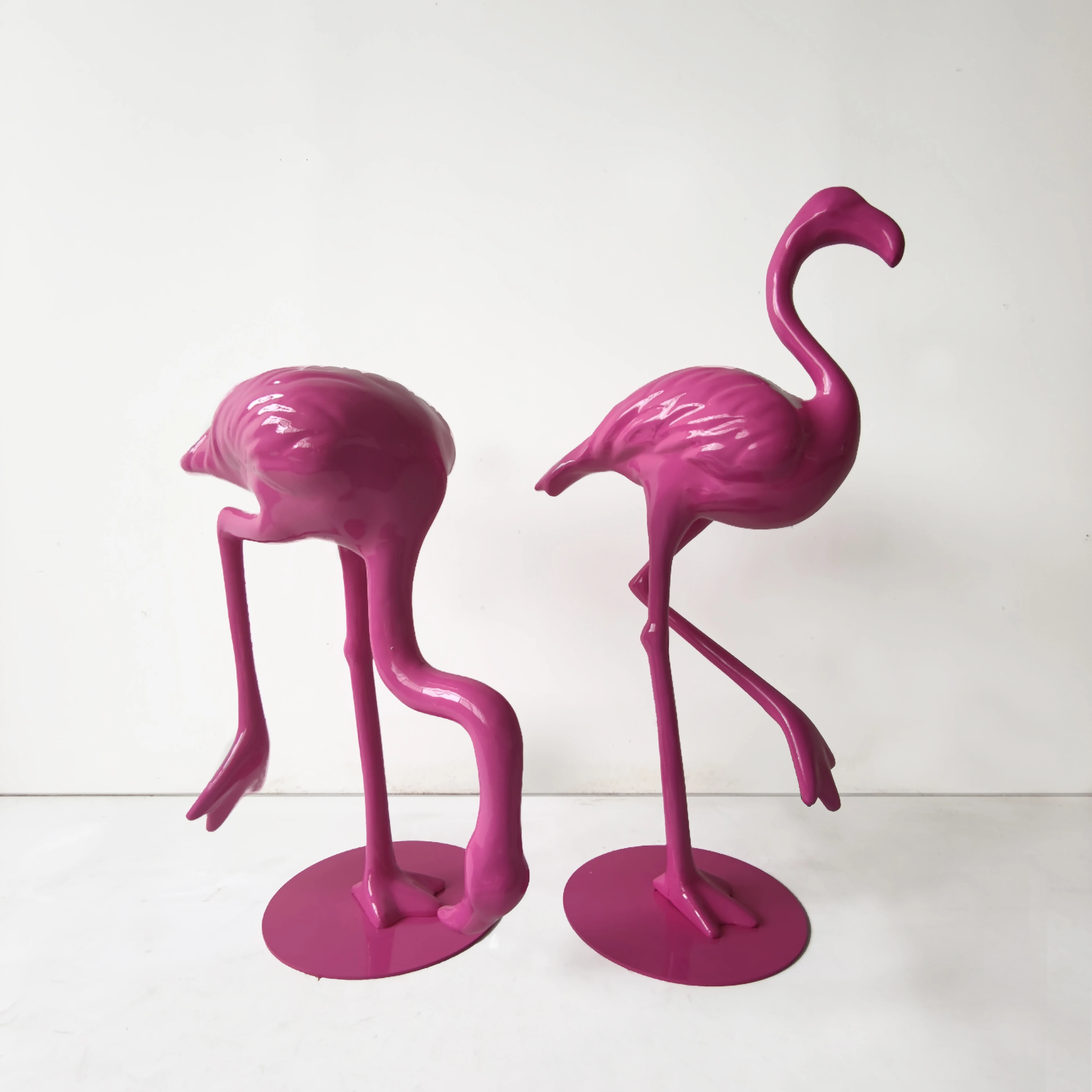 Custom Window Display Artificial Fiberglass Flamingo for Store Window Decoration Visual Decoration Animal Sculpture