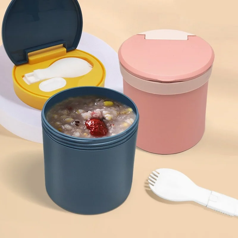 450ml Bpa Free Convenient Breakfast Plastic Soup Containers Packing With Folding Fork