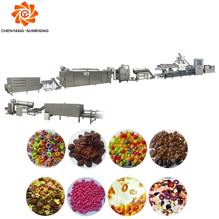 Automatic Puffed cornflakes making extruder machine breakfast cereal corn flakes complete production line