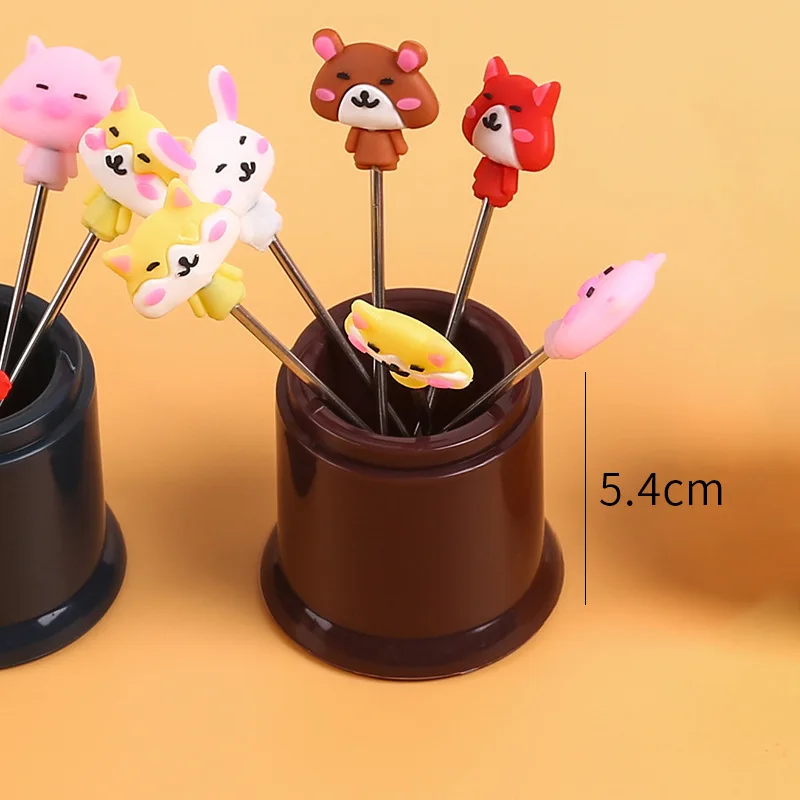 Creative Cartoon Fruit Fork Set 8pcs Cute Mini Stainless Steel Fruit Dessert Small Fork