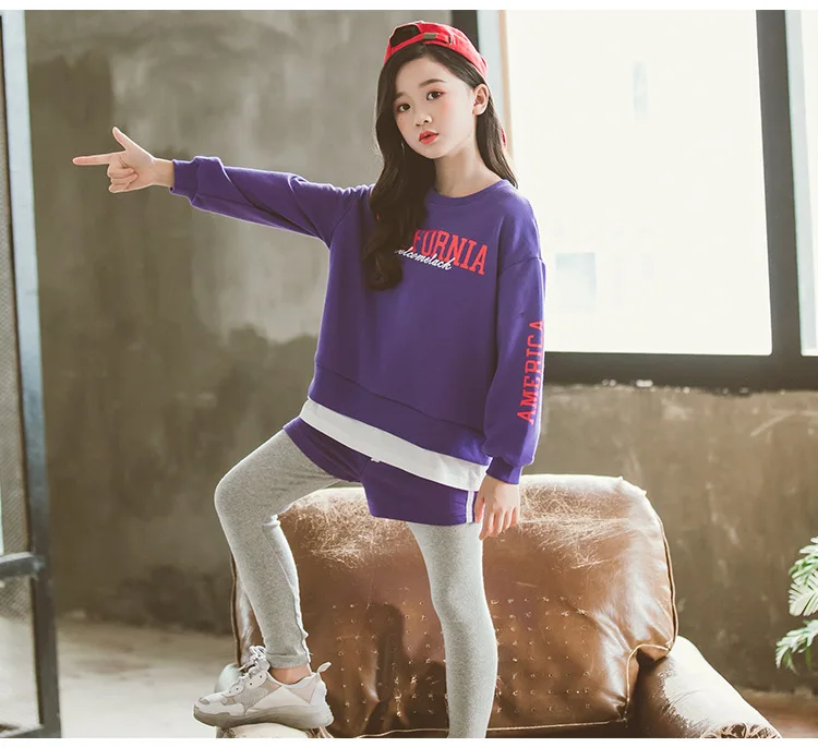 
2019 Autumn crew neck round collar sweatshirt oem girls sweatshirt children for sets 