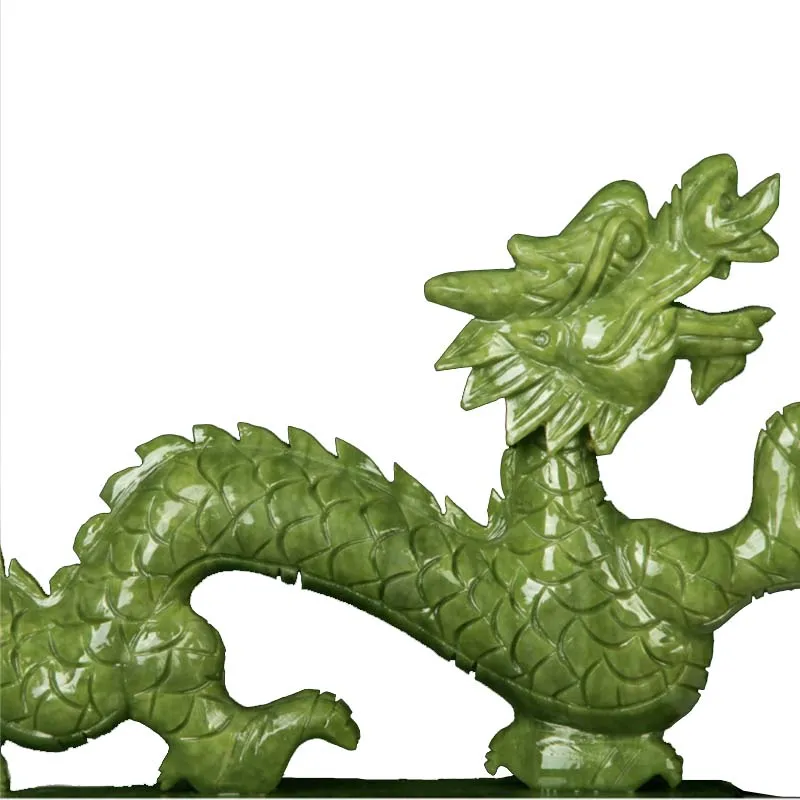 Customized natural green jade fengshui dragon craft