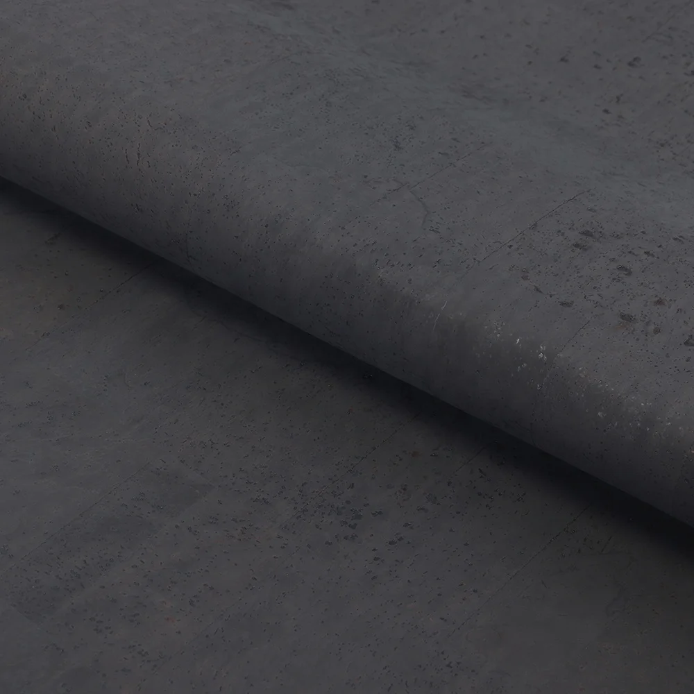 Portugal Import Black Natural Pattern Printed Cork Leather For Bags