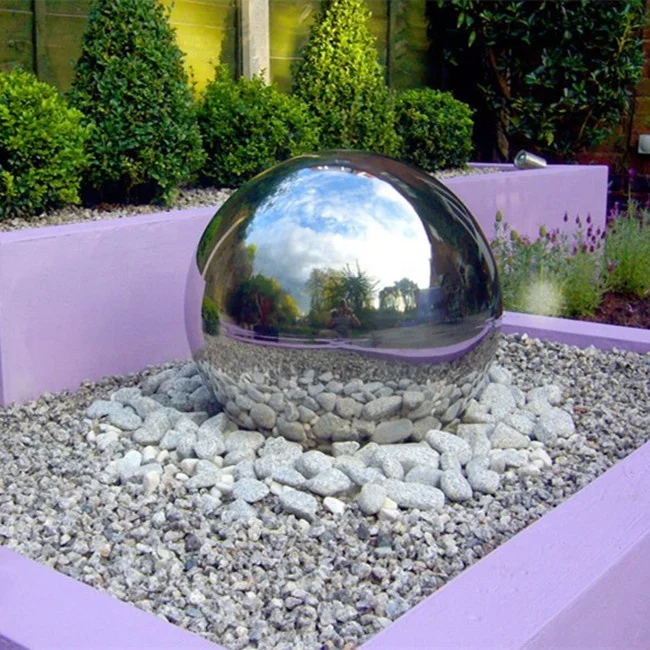 Large Garden Modern Metal Mirror Polish Stainless Steel Water Feature Sphere