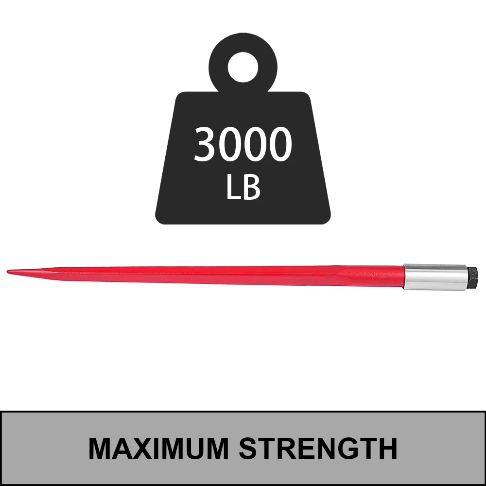 47 inches Type Hay Bale Spear 3000 lbs Capacity 1 3/4 inches Wide with nut and Sleeve,  baler spare parts for Hay Bale Spear