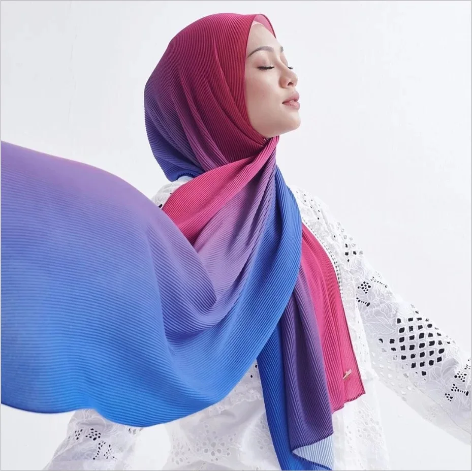 2021 High Quality Mini Pleated Chiffon Hijab Muslim Shawl For Malaysia