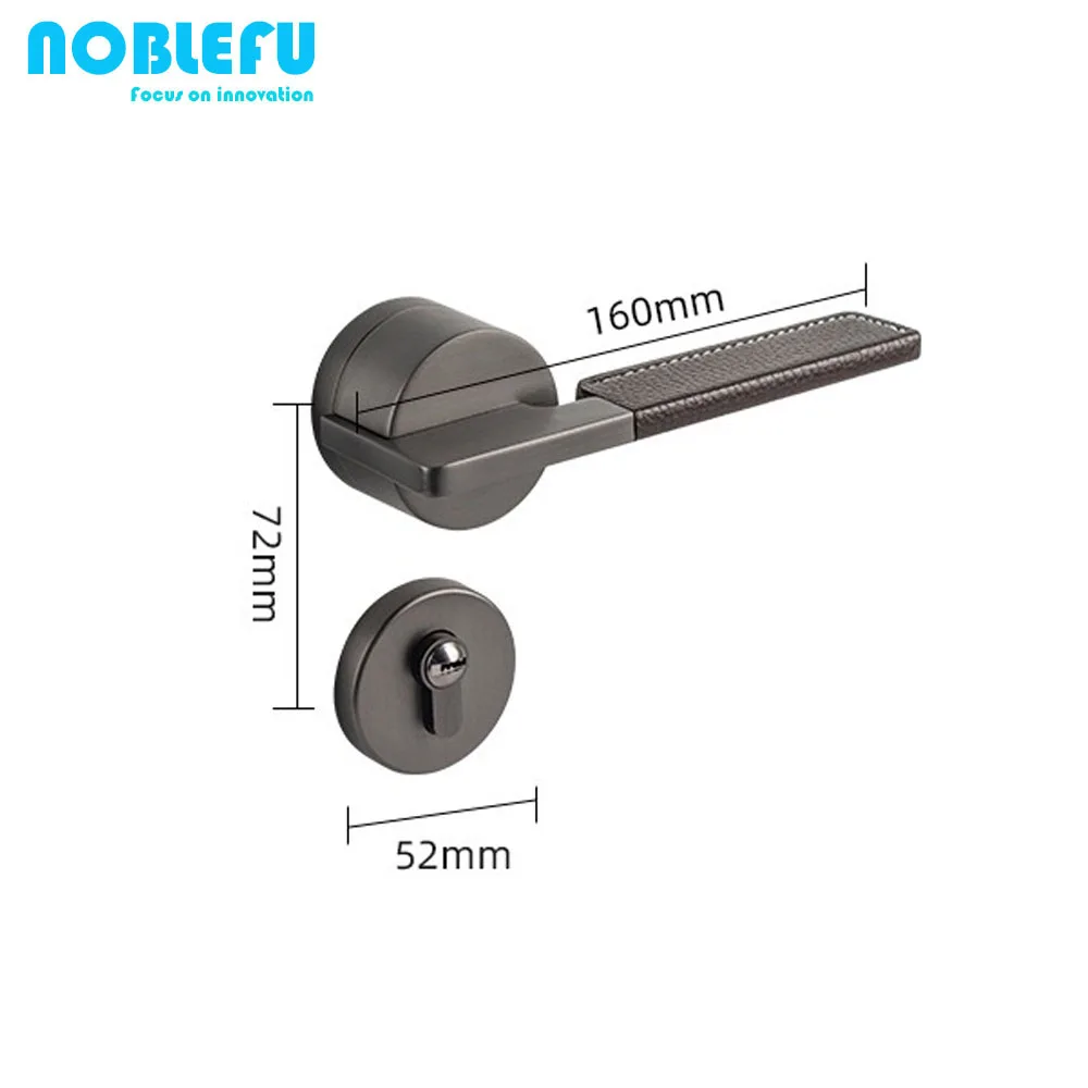Made in China New Design Leather Door Handle High Quality Zinc Alloy Door Handle Lock with Lock Core