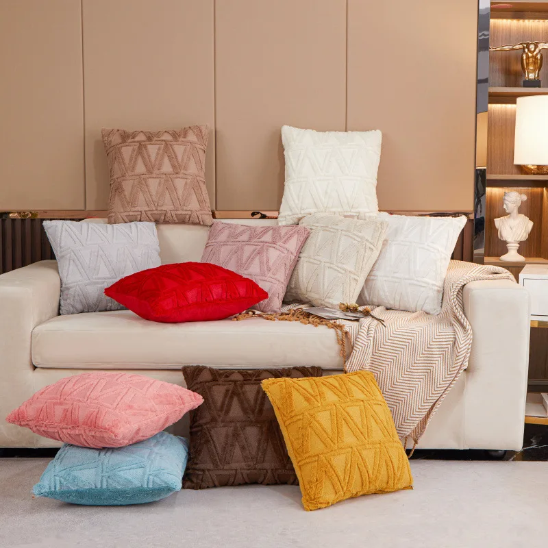 Мягкие плюшевые Квадратные наволочки из искусственной шерсти в стиле бохо с вышивкой