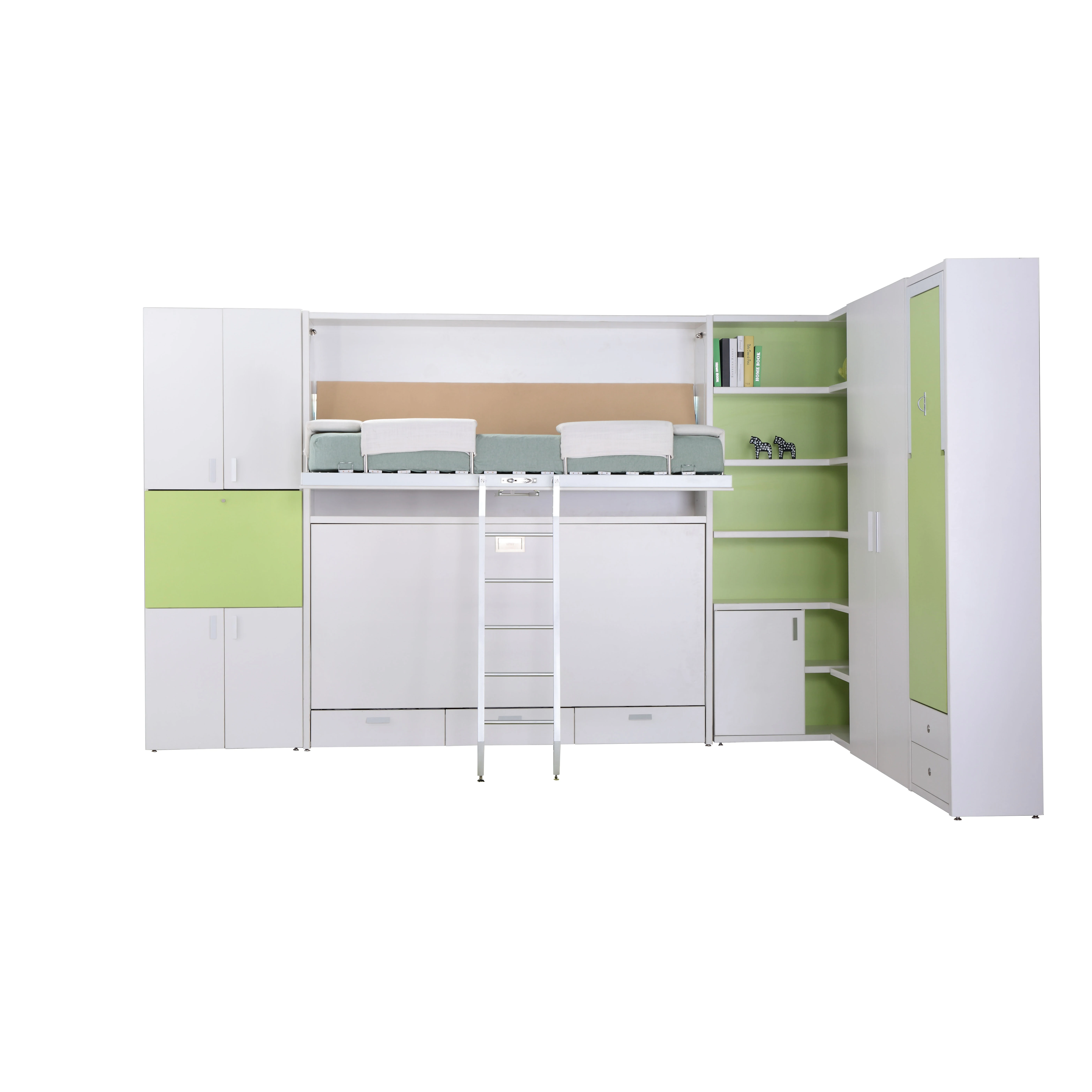Hidden Bunk Bed Gas Spring Patented Mechanism System Invisible Wall Bed with Storage Drawers