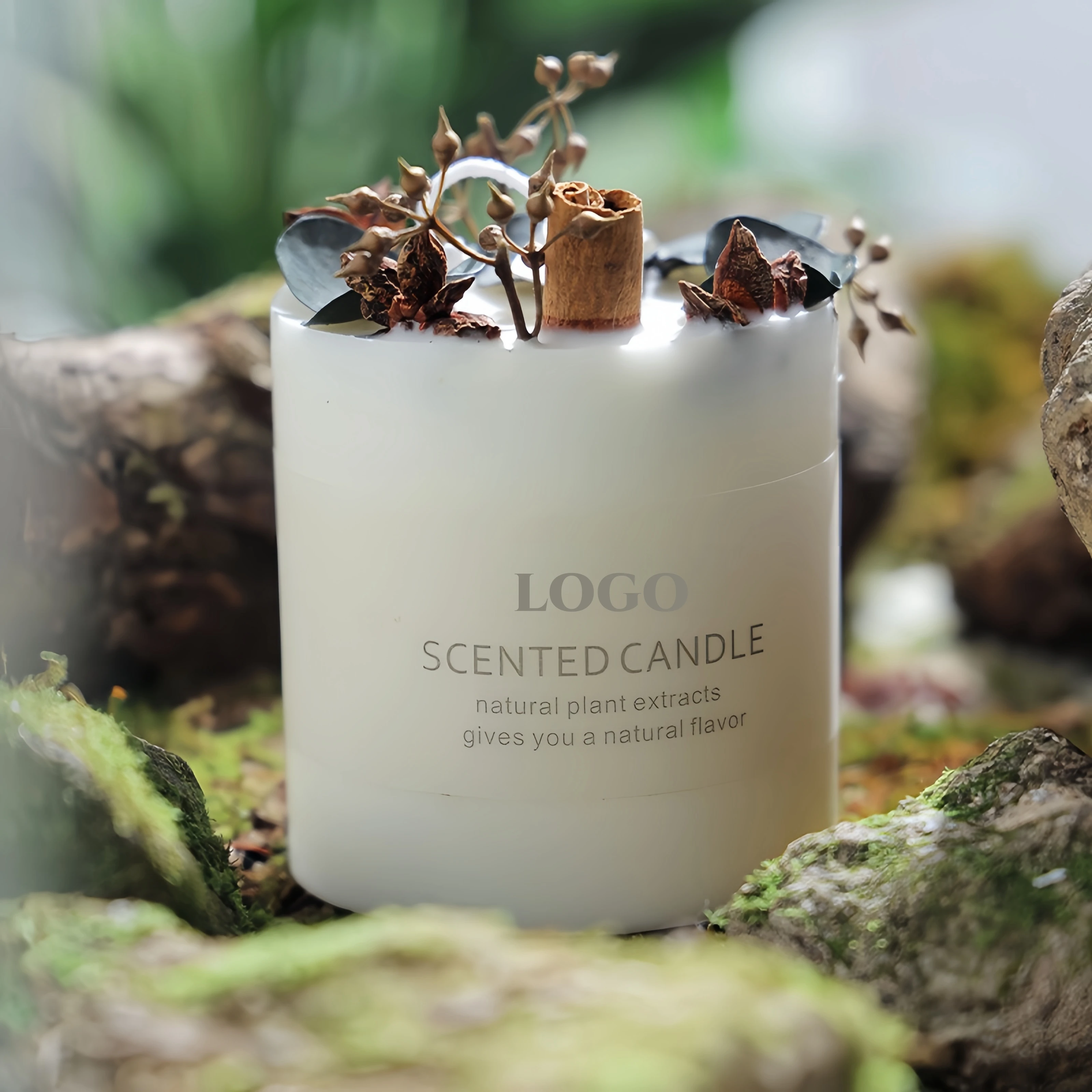 Amazon Custom Print Logo Dry Flower Scented Candle Soy Wax Luxury Aroma Candle Decoration Gift Set