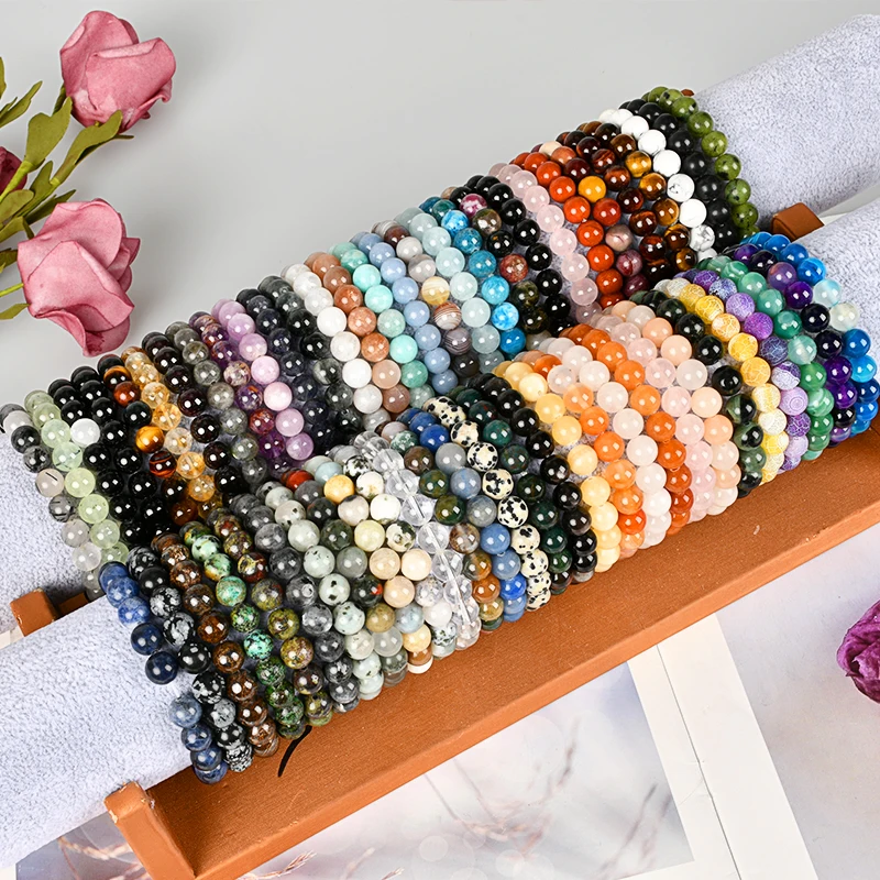 Wholesale Natural 4mm 6mm 8mm 10mm Precious Gemstone Healing Crystal For Men and Women Bracelet