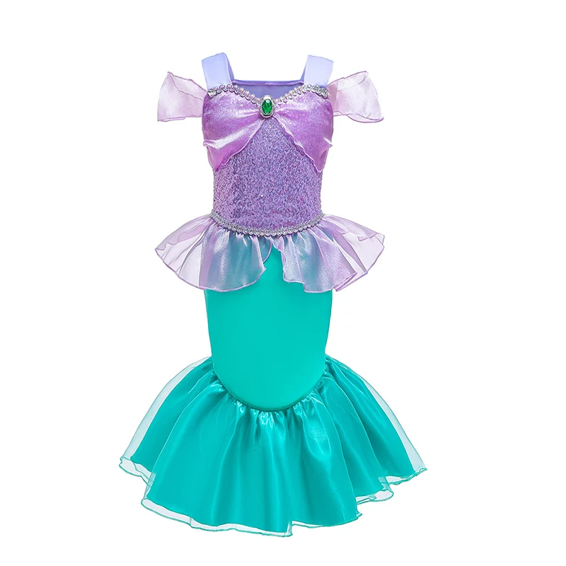 
Children Halloween Birthday Party Princess Costume Kids Little Mermaid Fancy Dress Girls Ariel Dress Up 