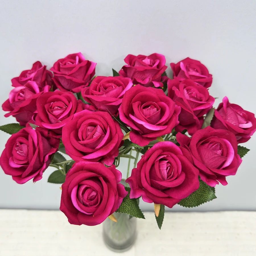 Factory Wholesale Rose Flowers Single Velvet Rose Wedding Home Decoration Pink / Red / White Real Touch Artificial Roses Flowers