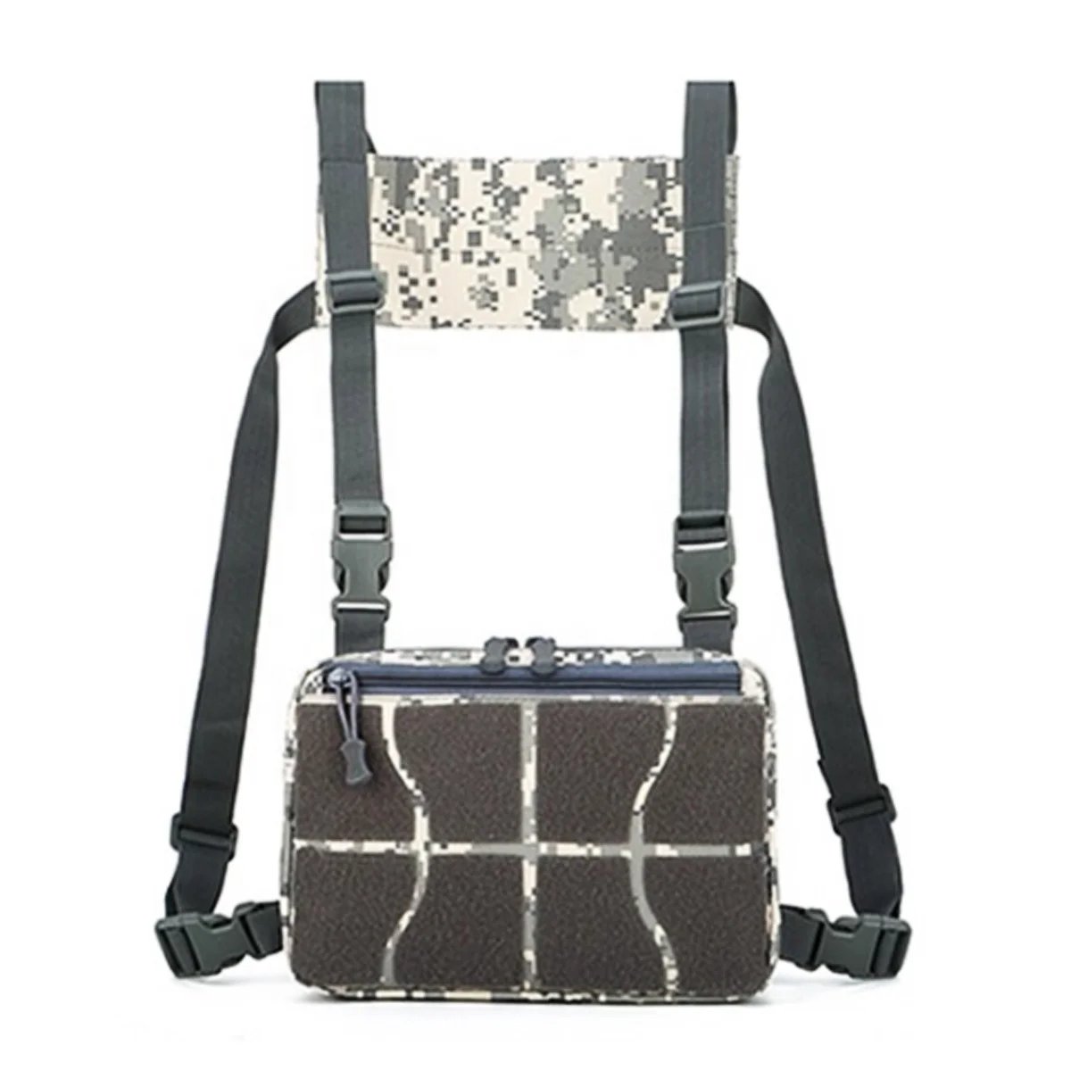 Tactical Inspired Unisex Sports Utility Chest Pack Outdoor Chest Bag Built-In Phone Holder Shoulder Strap Lock Chain Button