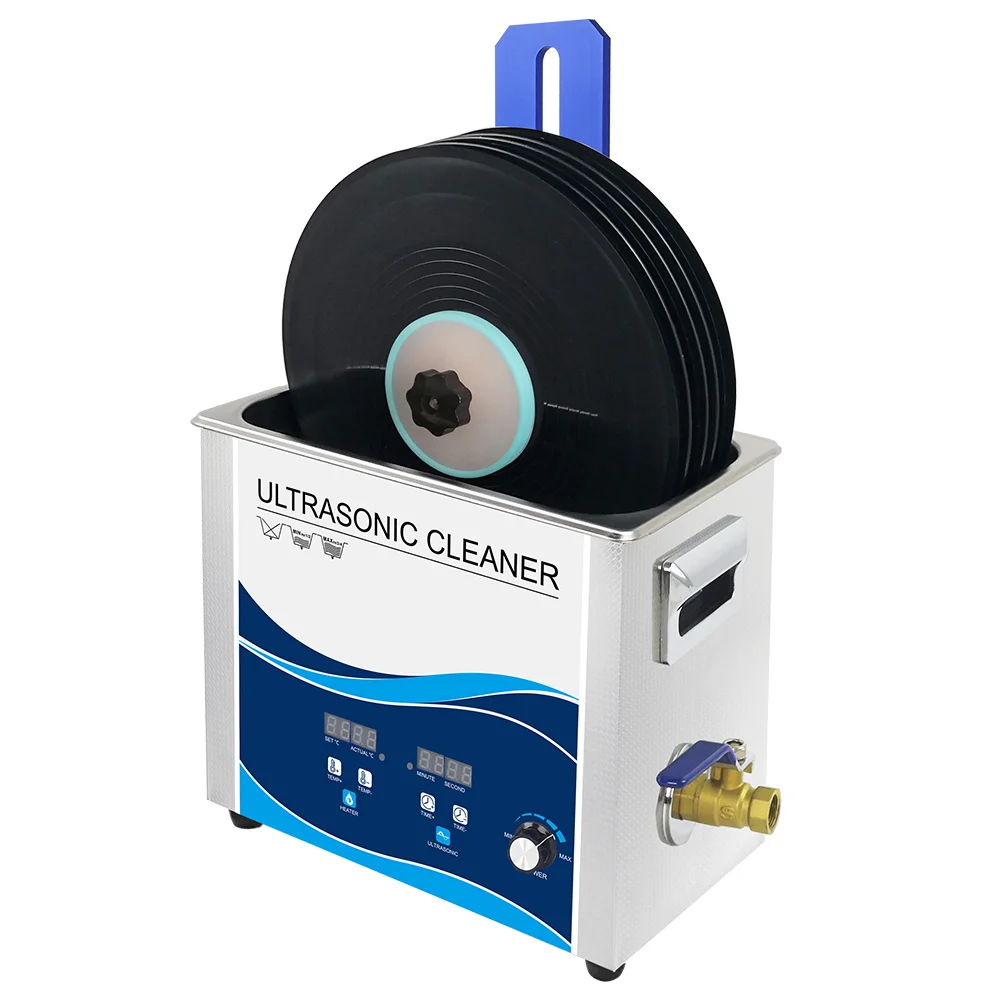 Vinyl Record Washer 6.5L Ultrasonic Cleaner 180W with Lifting Bracket Waterproof for Lp Album Disc EP cleaning