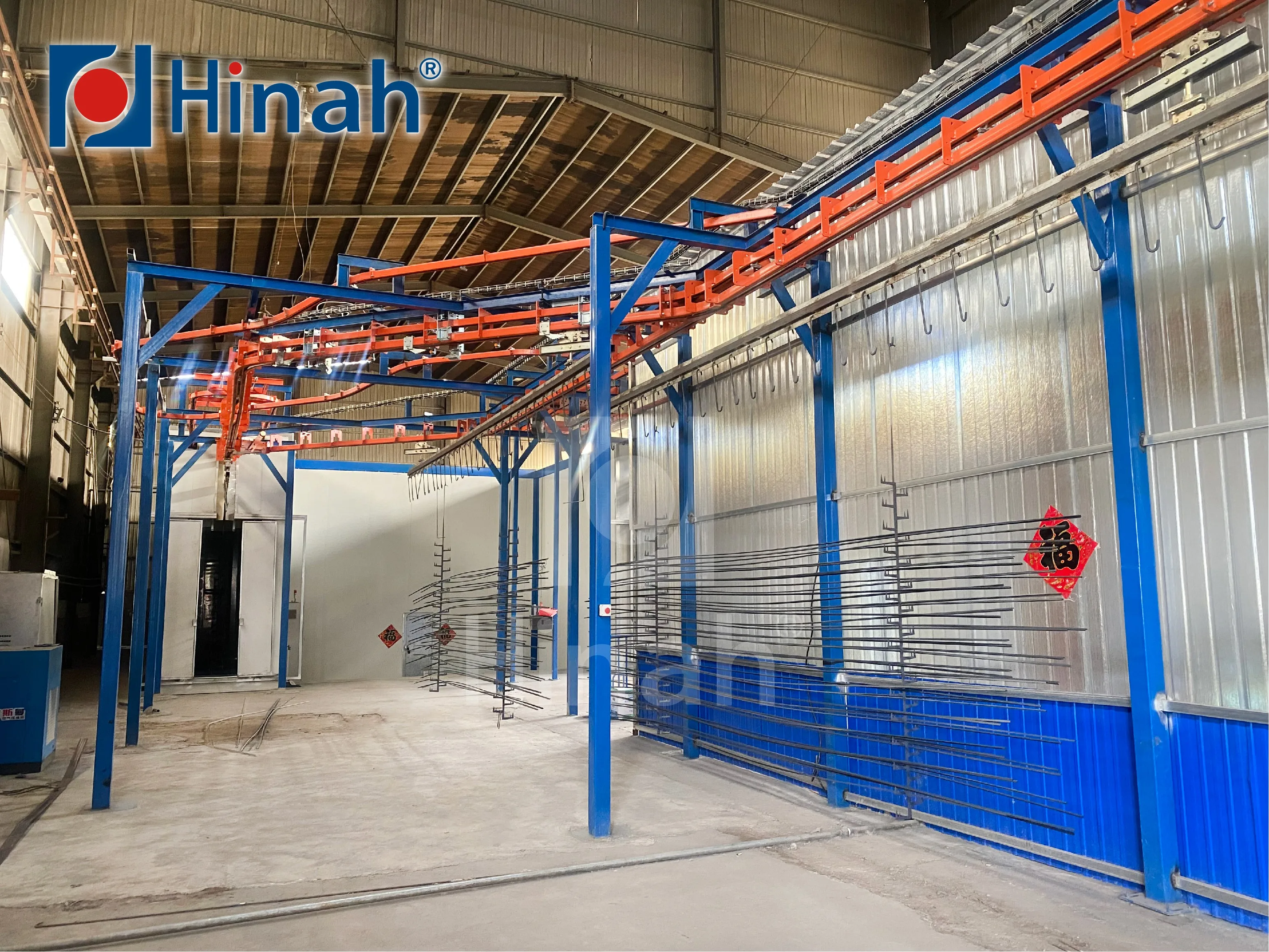 Automatic cabinet aluminum profiles electrostatic powder coating system with spraying pretreatment