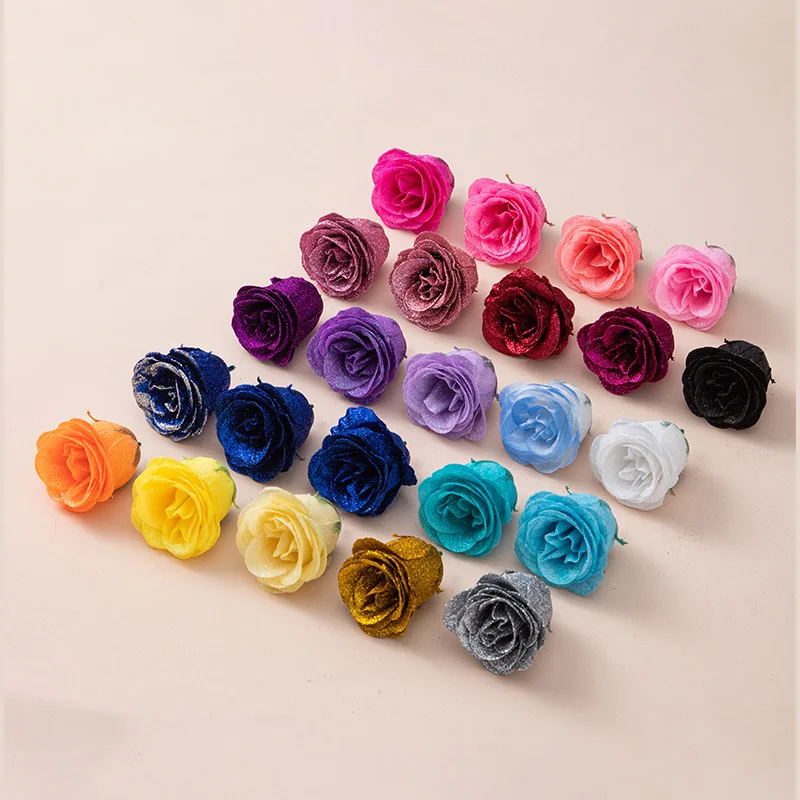 Crystal Gold Powder Rose Head DIY Blue Enchantress Fake Flower Head Packaging Materials For Yongsheng Flower Bouquet