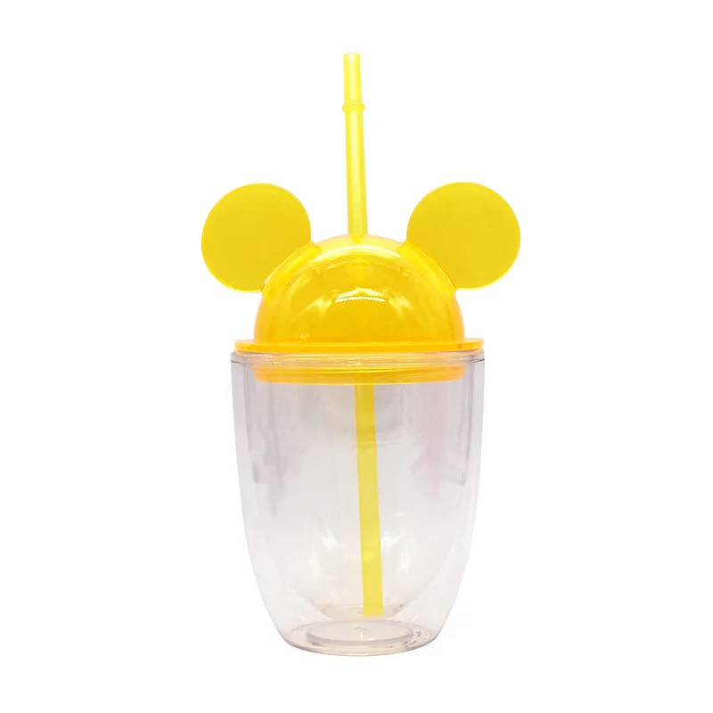 Wholesale 10oz 16oz Clear Ear Shape Tumbler Acrylic Plastic Tumbler Minnie Mouse Tumbler black Mickey Mouse Cup