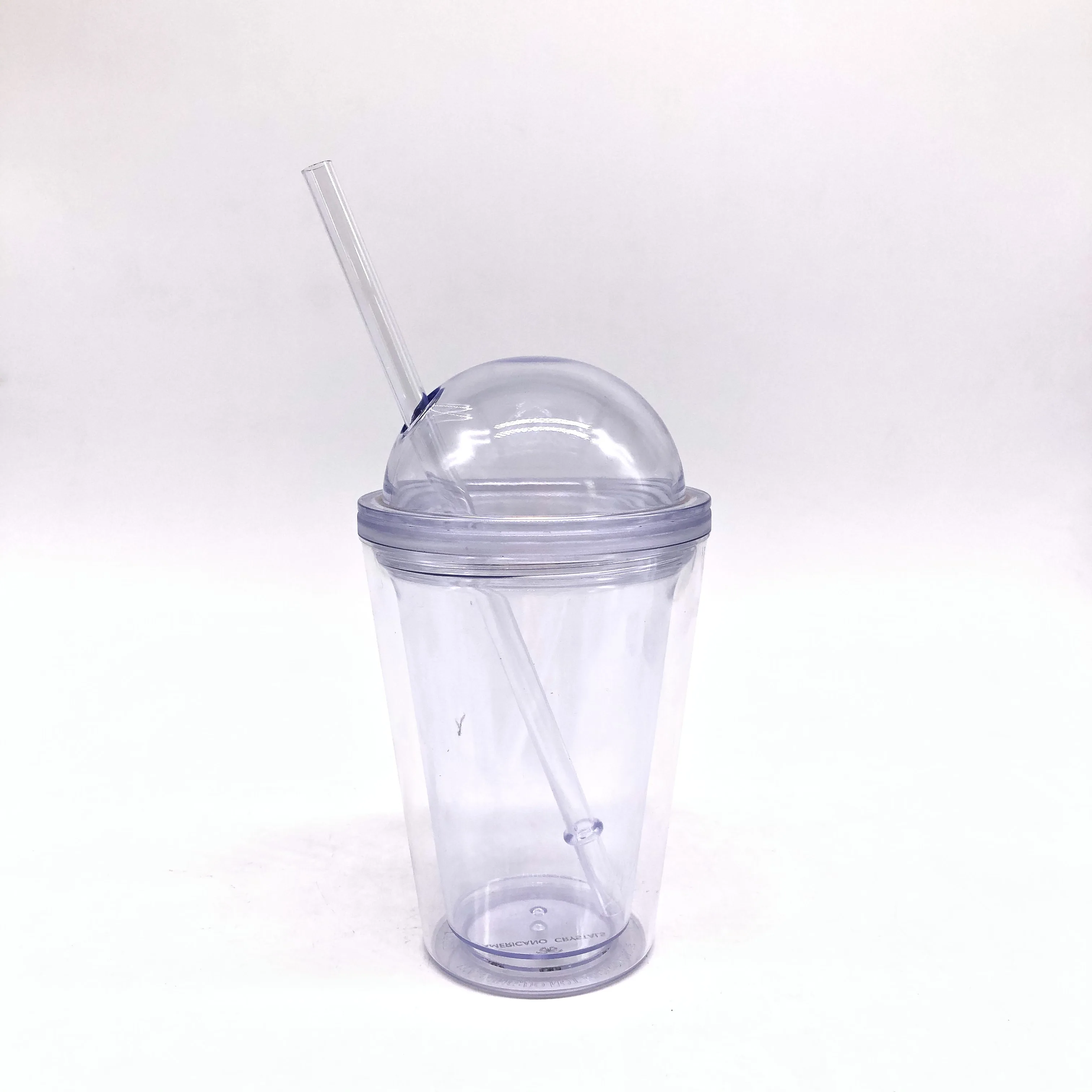 Wholesale 12Oz Custom Logo Reusable Clear Plastic Tumbler With Straw