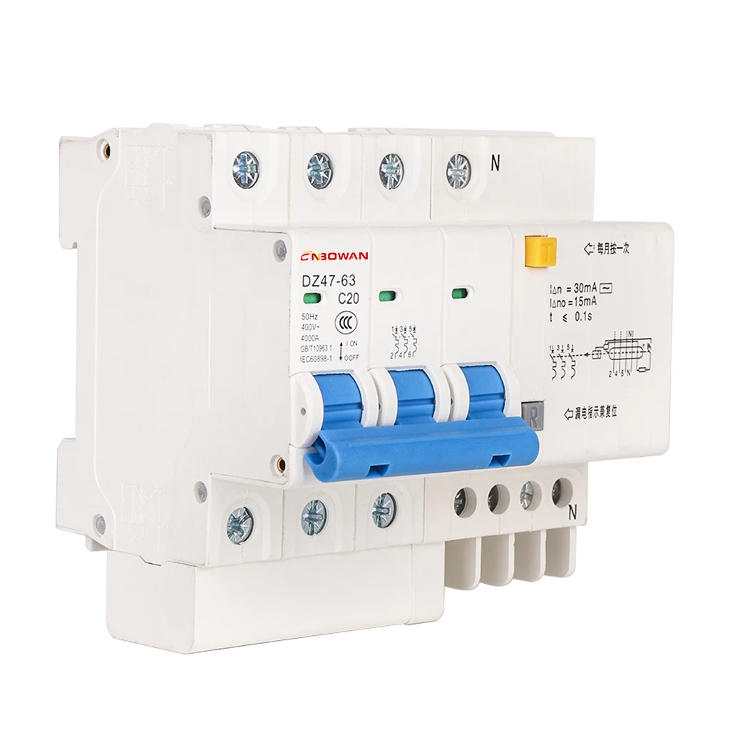Get Free Samples Circuit Breaker DZ47-63 6ka Switch Mcb 2p Din Rail with Electric leakage protection
