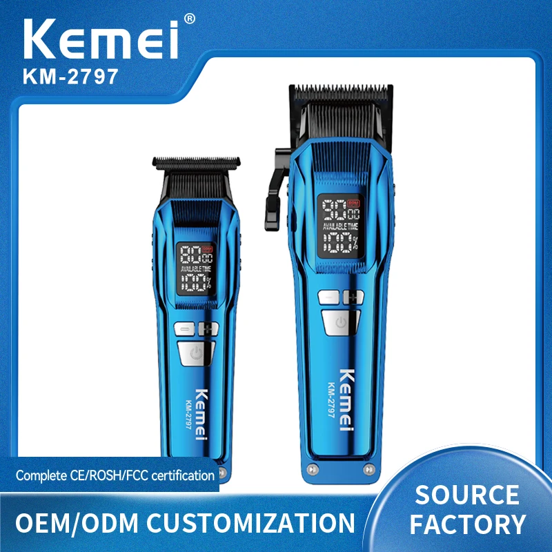 Kemei KM-2797 Gift Set Cordless Professional Men Hair Clippers Trimmer Barber Custom Logo Electric Hair Clipper Kit