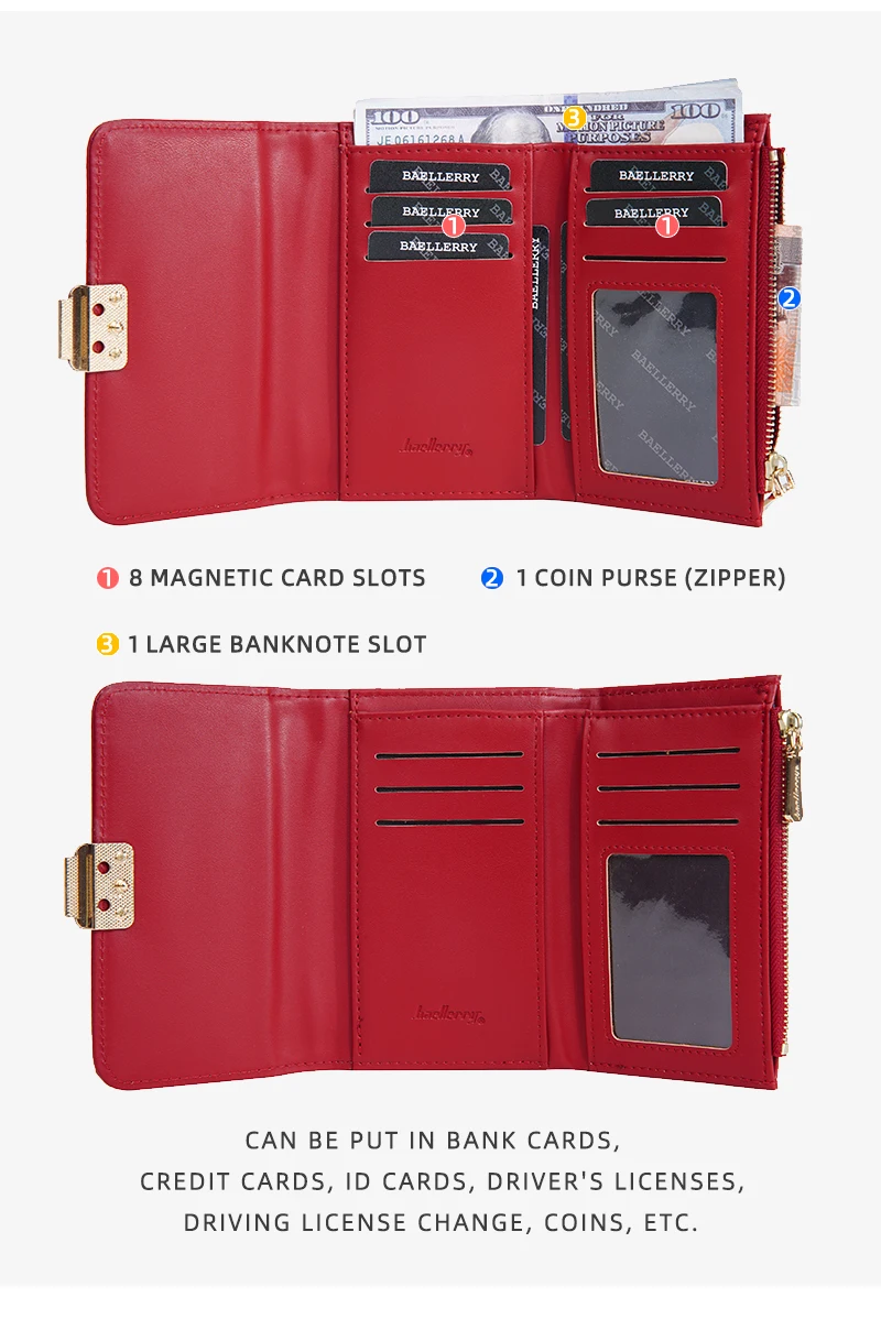 Baellerry Wholesale Large capacity Multi slot card holder Long Mobile Phone Bag Button closure Purse Handbag wallet for women