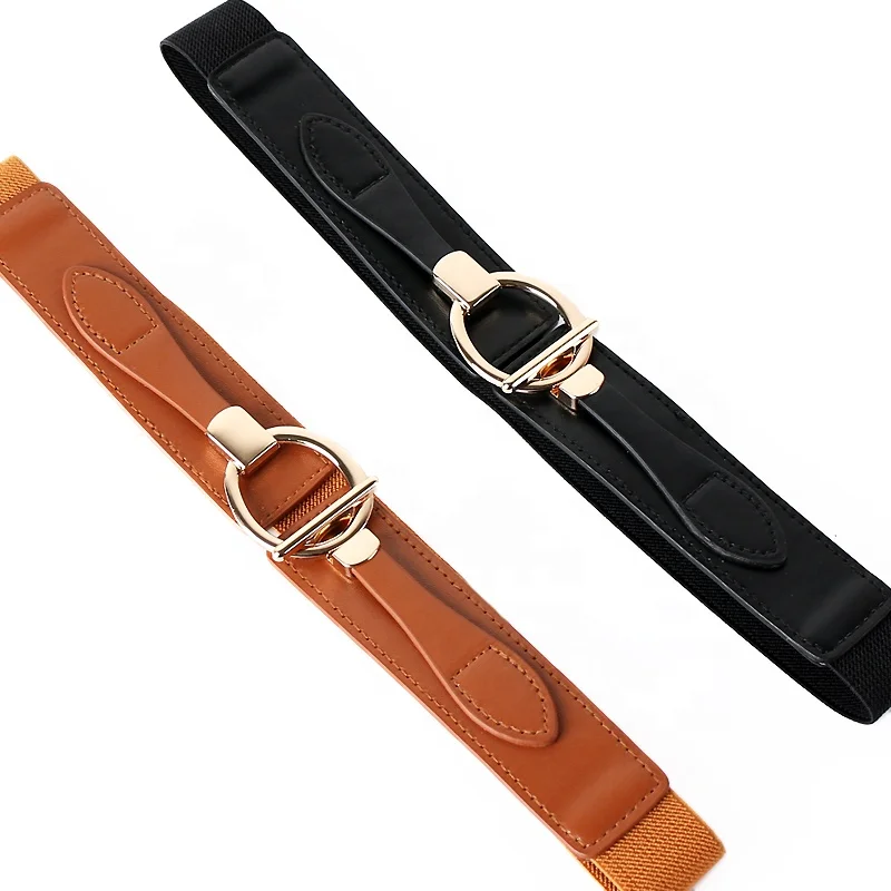 Oval buckle thin belt female with skirt fashion versatile elastic decoration stretch belt leather