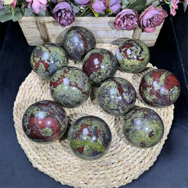 Wholesale Healing Energy Crystal Ball Dragon Blood Stone Sphere Carving for Meditation Decoration