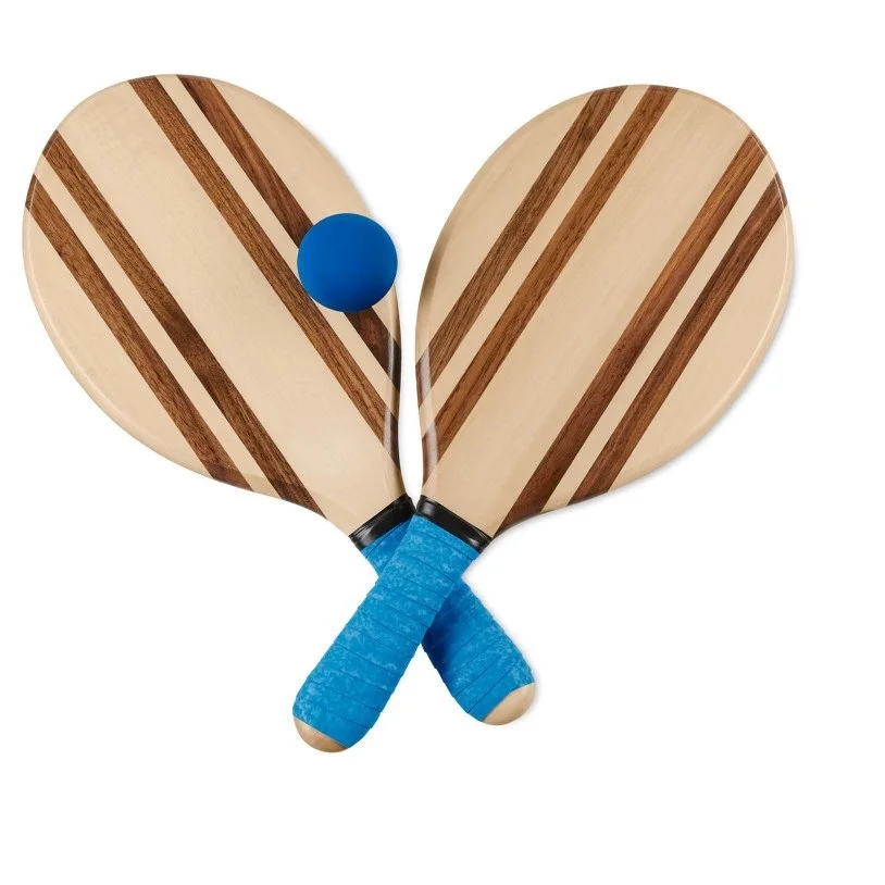 Promotional wholesale cheap wood paddle beach tennis racket with logo printed