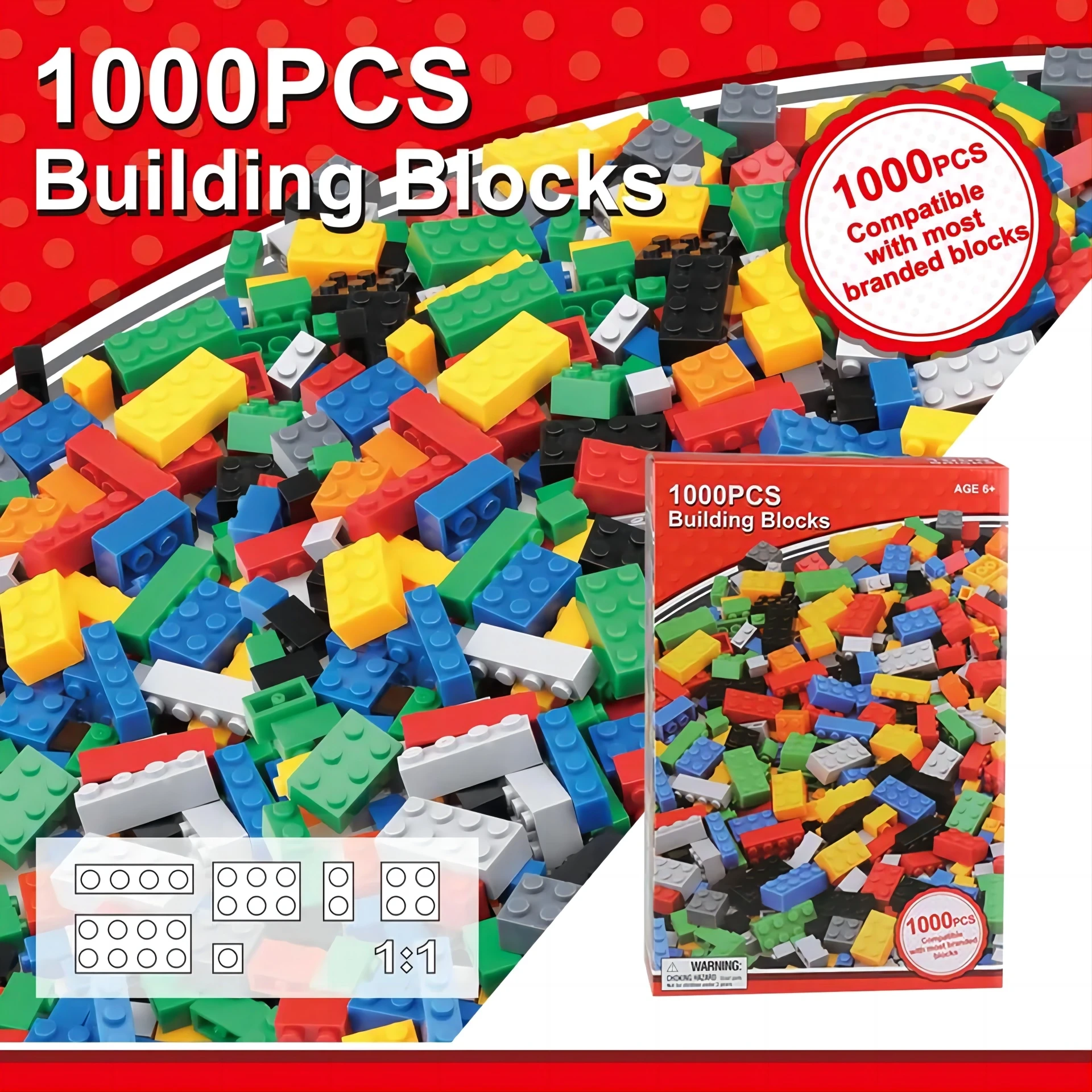Custom Kids Educational Classic Construction Bricks Toys Kits Assembly ABS Plastic 1000PCS Building Blocks Toy Set