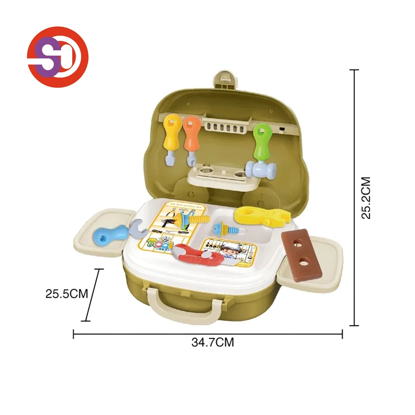 2023 Suitcase 2 in 1 Plastic Tool Kit Toy Construction Tool Box Toy Set For Kids