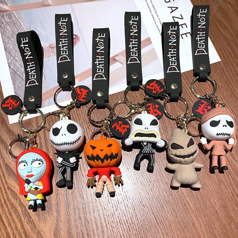 Cartoon 3d Silicone Halloween Keychain Figure Anime Nightmare Toys Accessories Soft Cute Pumpkin Keyring Jack Doll Pendant Gift