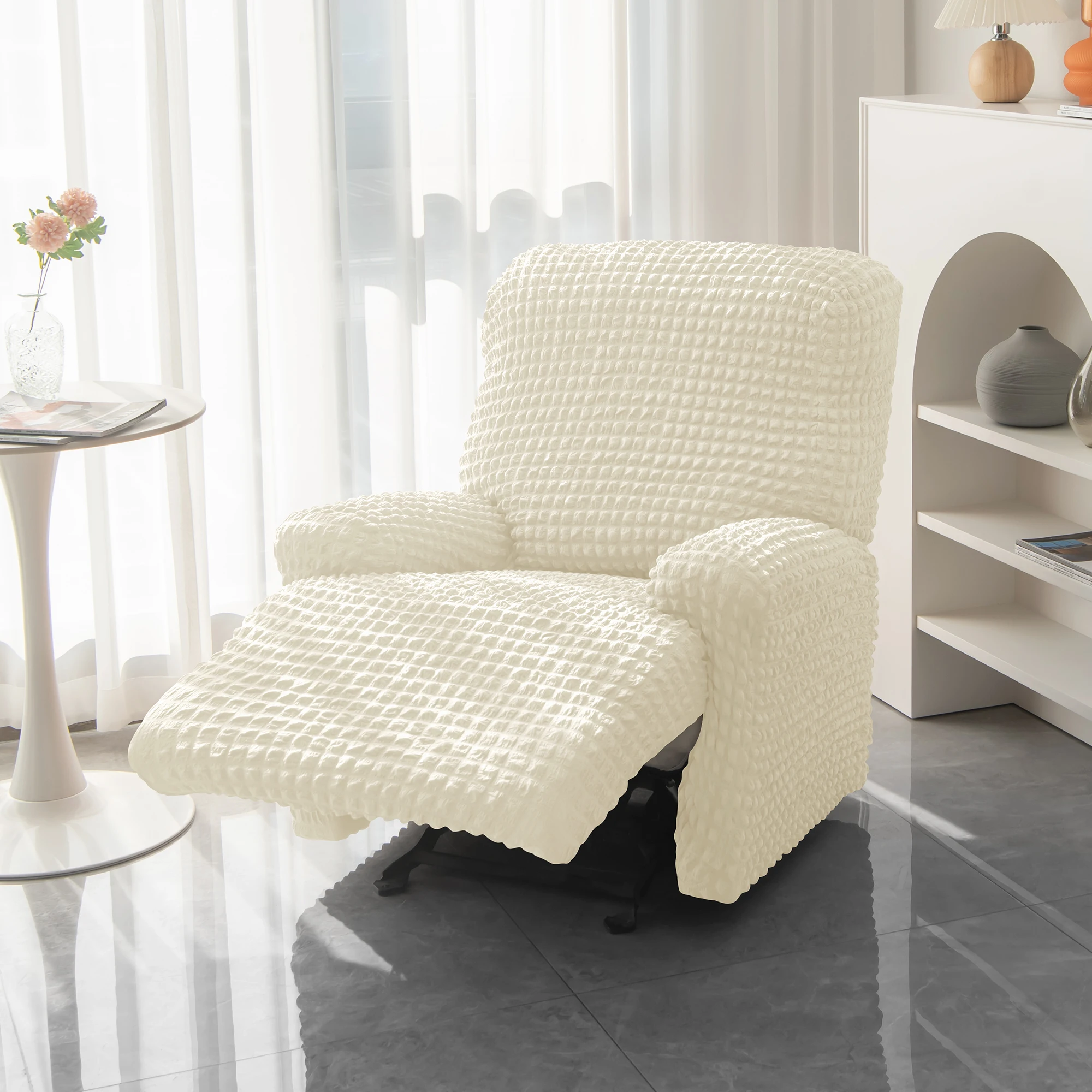 High Quality Sweat-proof Dust-proof All Surrounded Bubble Elastic 1 Seat Solid Color Chivas Cushion Sofa Cover For Living Room