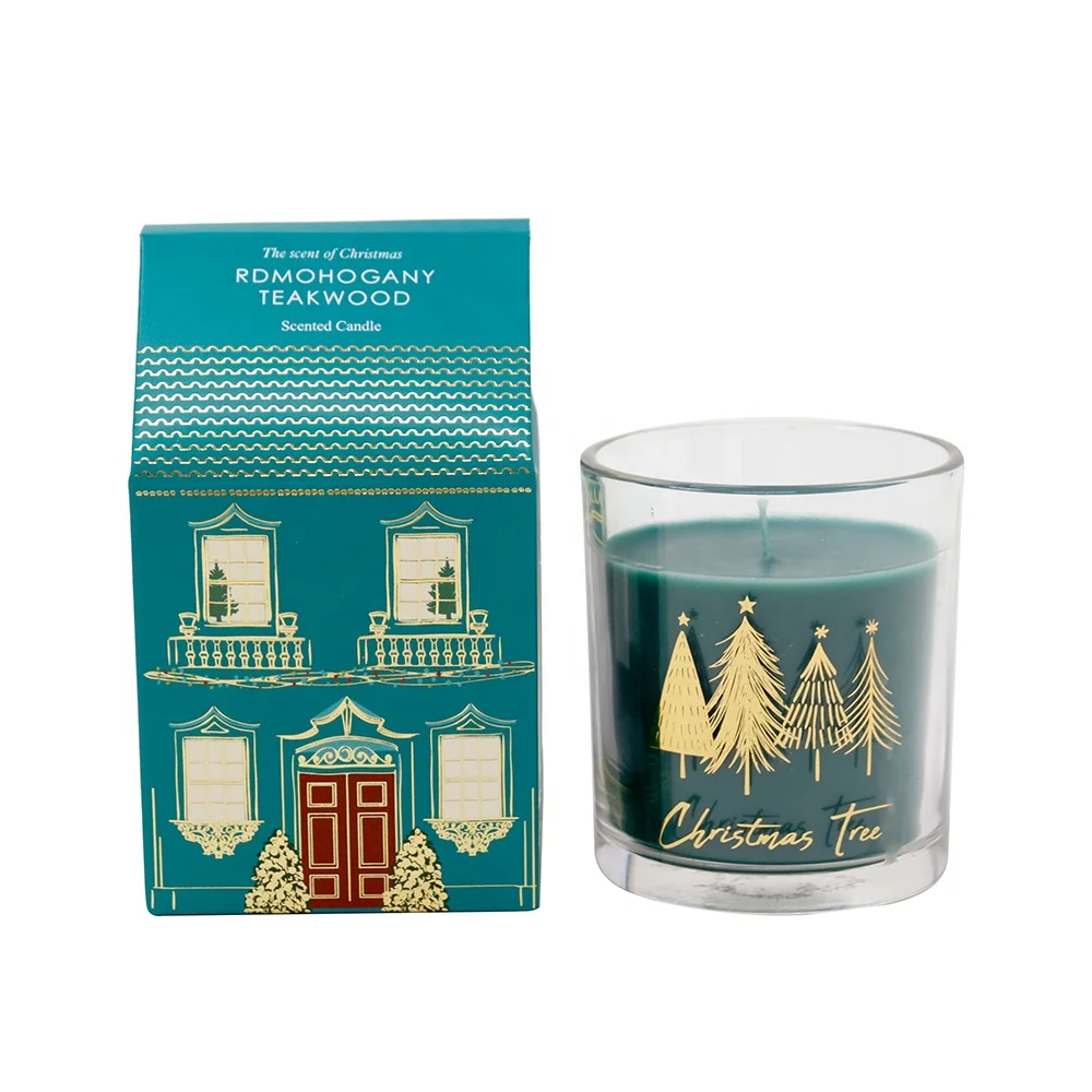 Vietnam Factory Custom Luxury Xmas Glass Jar Candle Soy Wax Paraffin Wax Christmas Gift Scented Candle