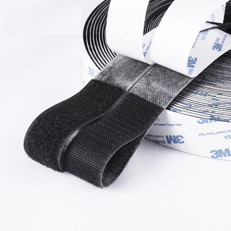 Amazon Hotsale 2.5cm Wide Backing Glue Hook&Loop Tape Strong Adhesive Self-adhesive Hook and Loop 25m/roll