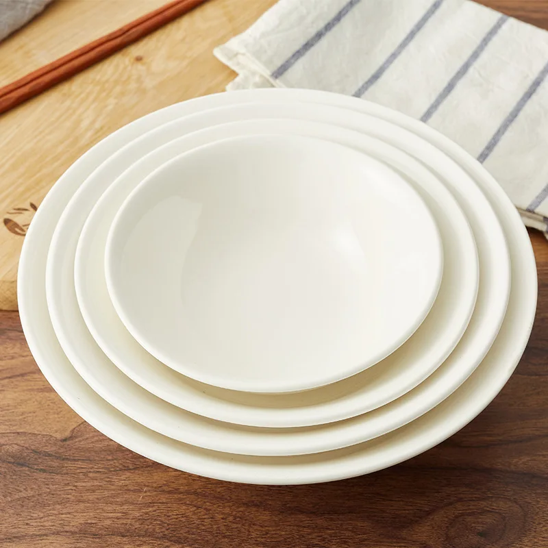 8 inch White Elegant Ceramic Bowl Porcelain Soup Bowl For Restaurant