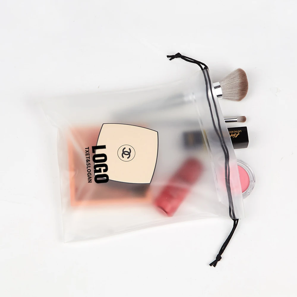 Factory Outlet Custom Logo Transparent Waterproof Drawstring Cosmetic Pouch  PVC Drawstring Makeup Bag