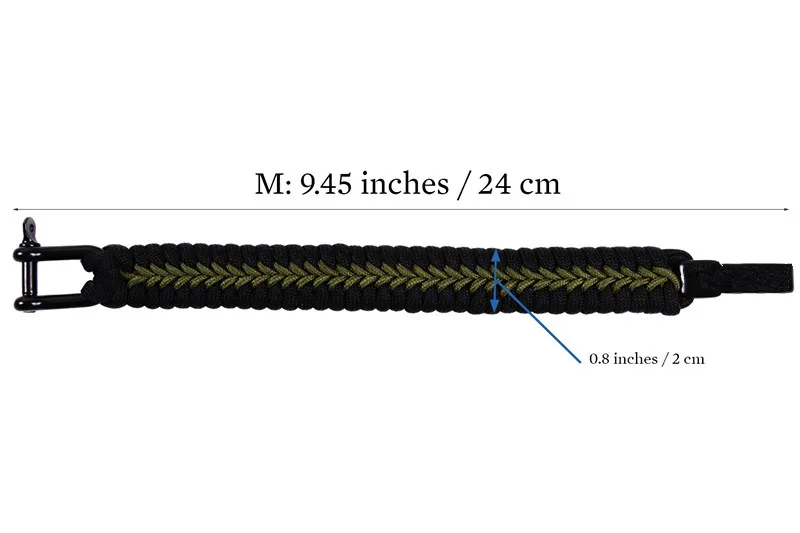 Army green medium style outdoor 550 paracord woven bracelet and adjustable buckle