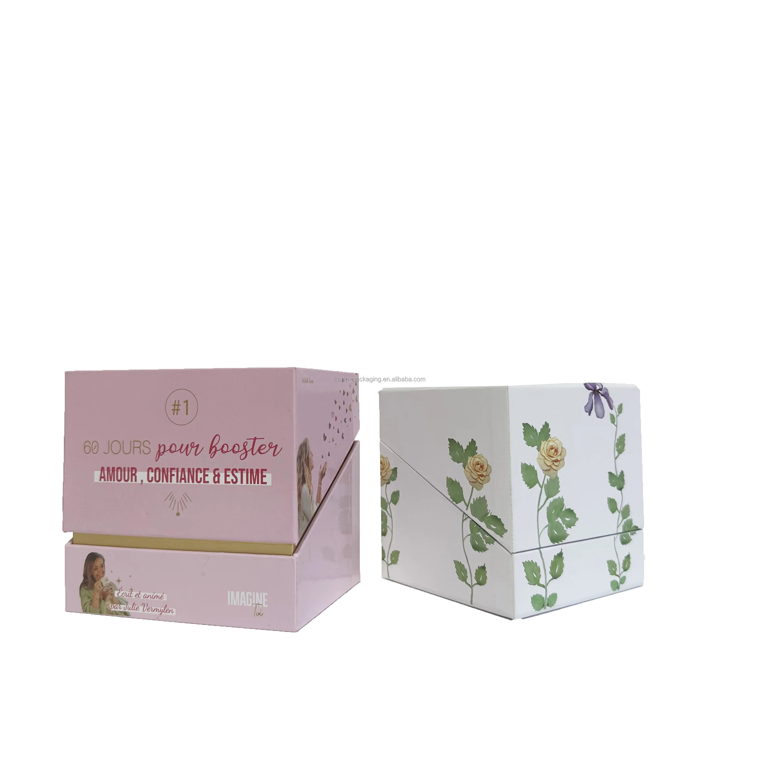 High-end Luxury Single Beautiful Rigid Paper Flip Crafts Gift Boxes Custom Candle Box Packaging