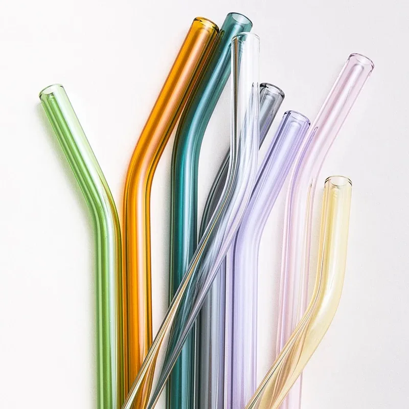 Распродажа разноцветные боросиликатные соломинки многоразовая стеклянная Солома для питья готовая к отправке в наличии