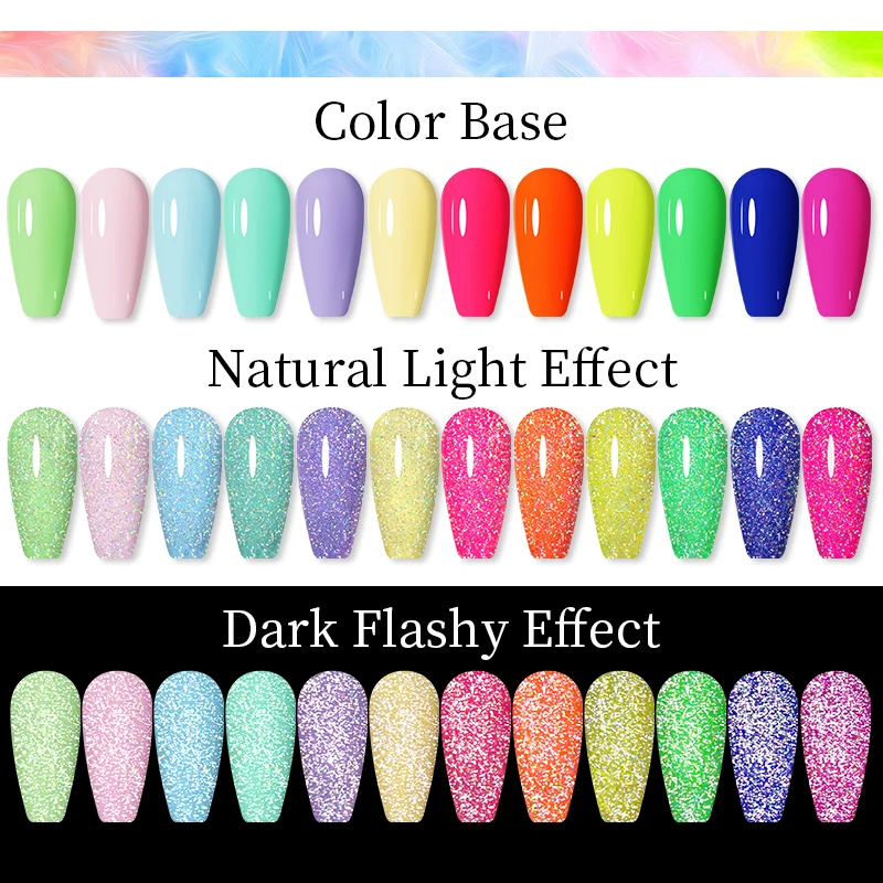 LILYCUTE Laser Reflective Glitter Top Coat Nail Gel Polish Resin Disco Sparkling Semi Permanent UV for Manicure Art
