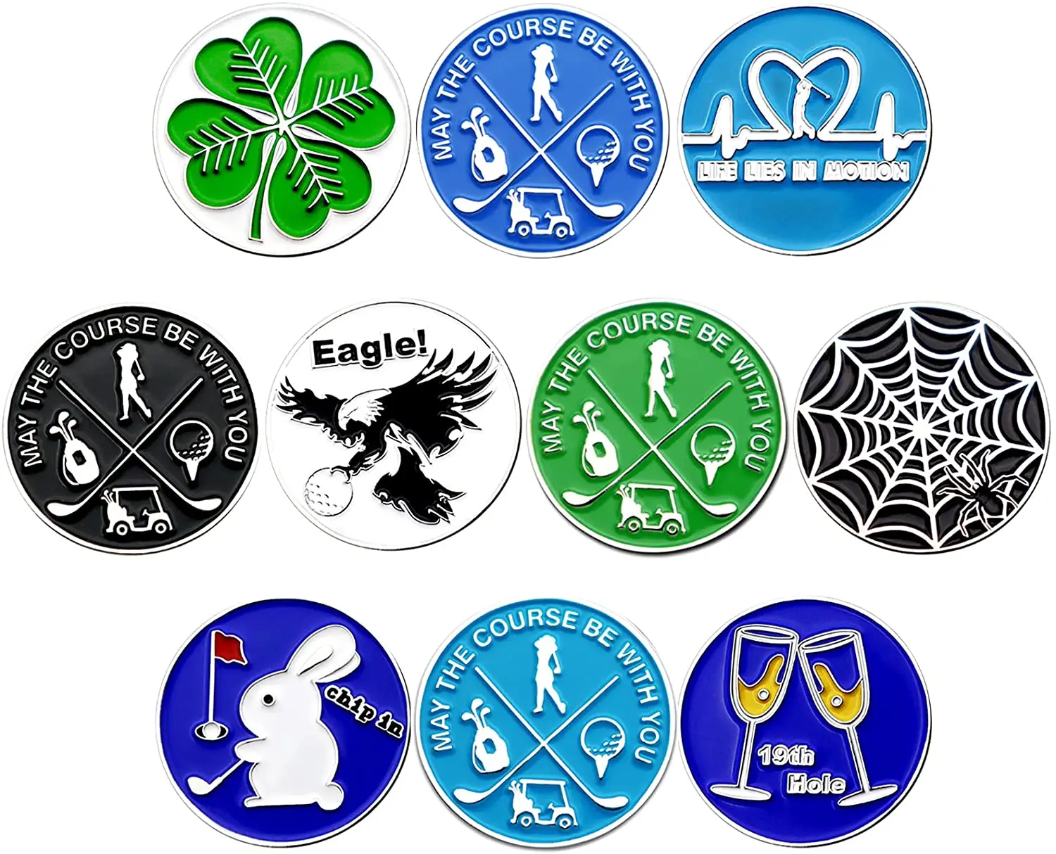 Custom poker chips Metal magnetic Golf Ball Marker wholesale golf challenge coins with removeable golf ball marker
